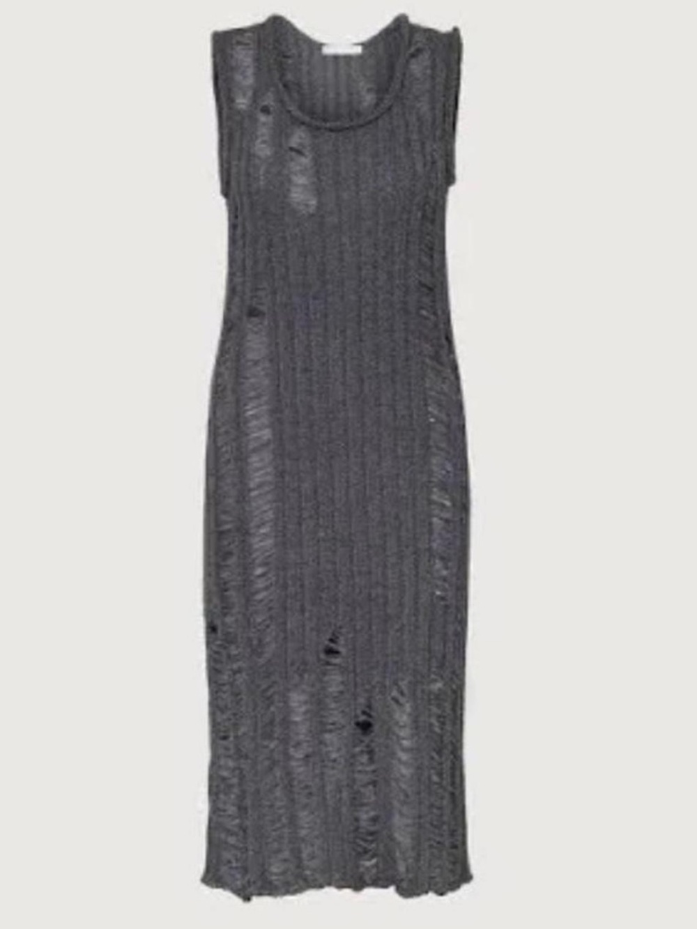 Oak + Fort SLEEVELESS RIB-KNIT
DISTRESSED MIDI DRESS